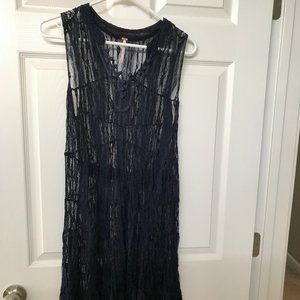 Free People Sheer Dress Navy Blue XS